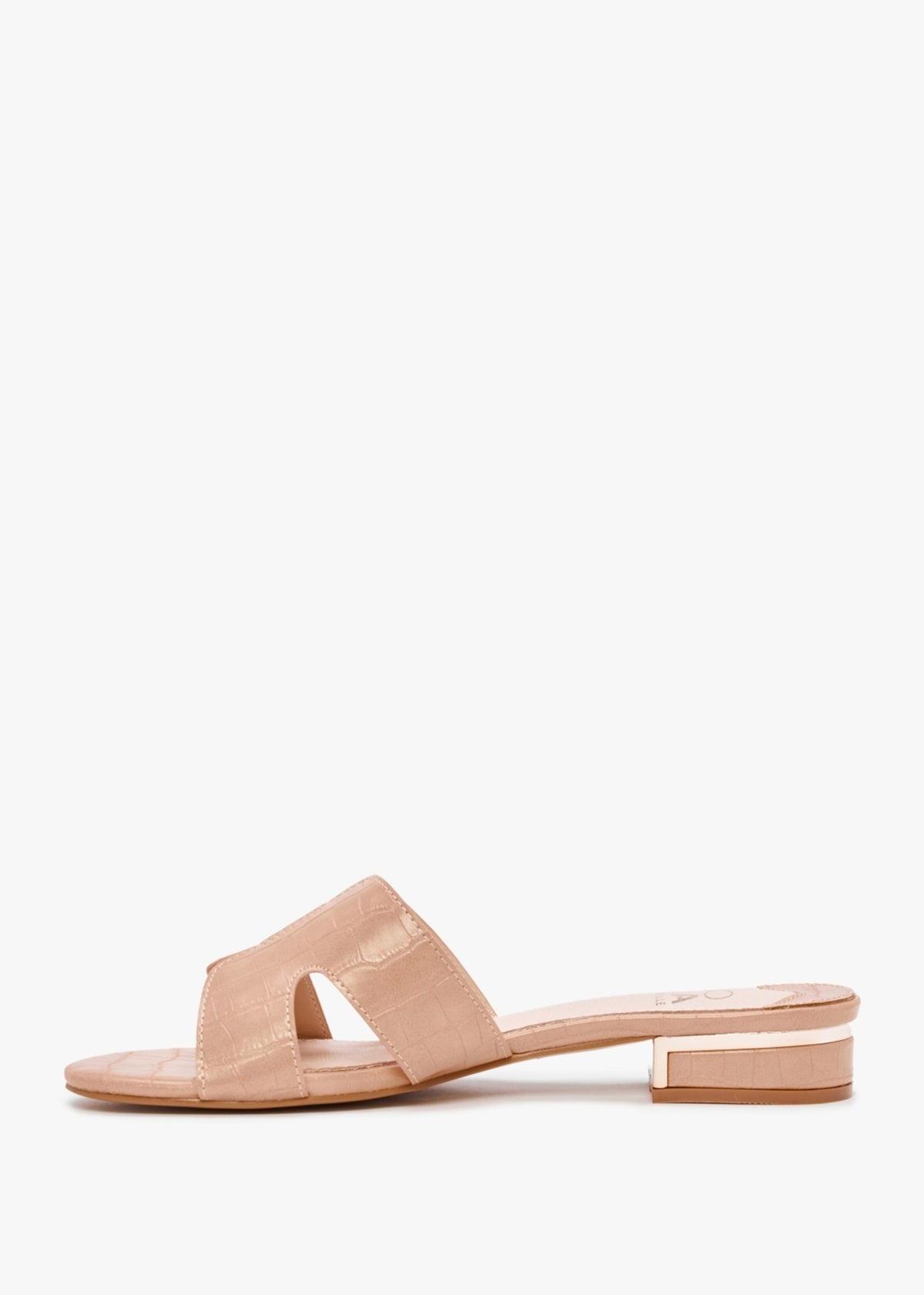 Olino Nude Moc Croc Flat Mules