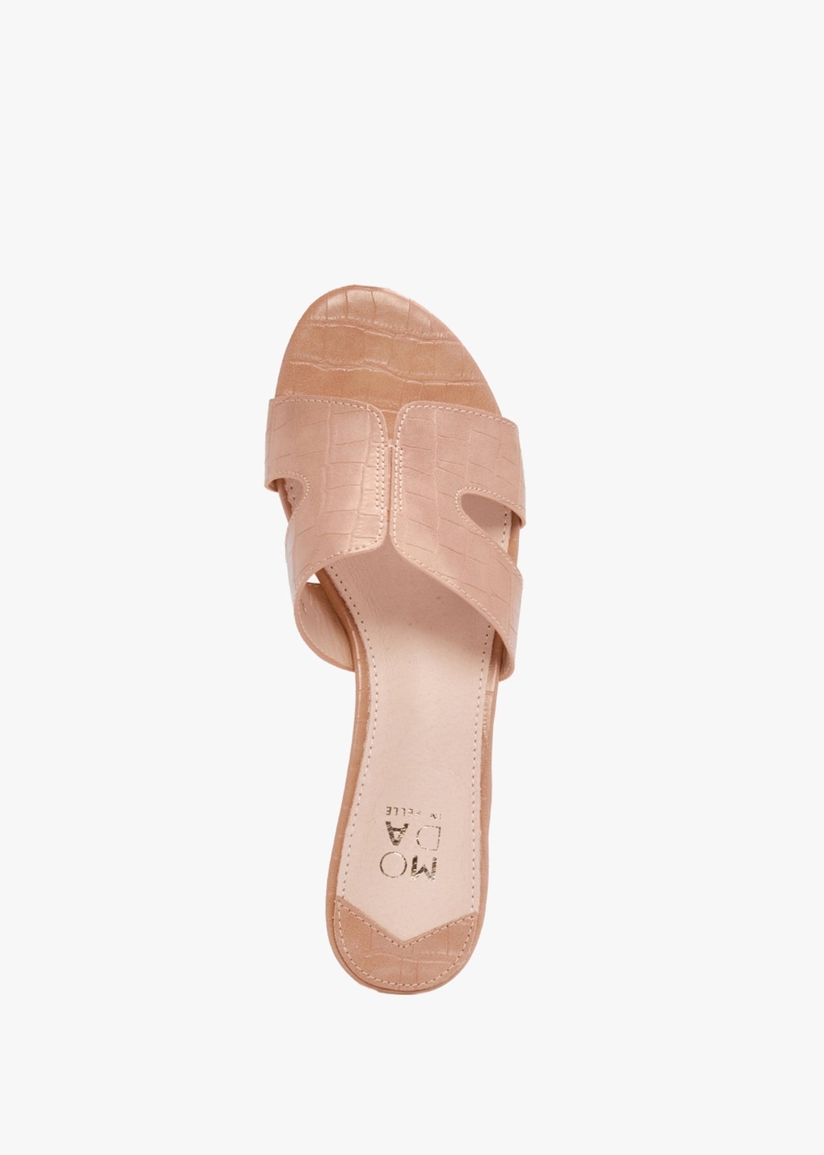 Olino Nude Moc Croc Flat Mules