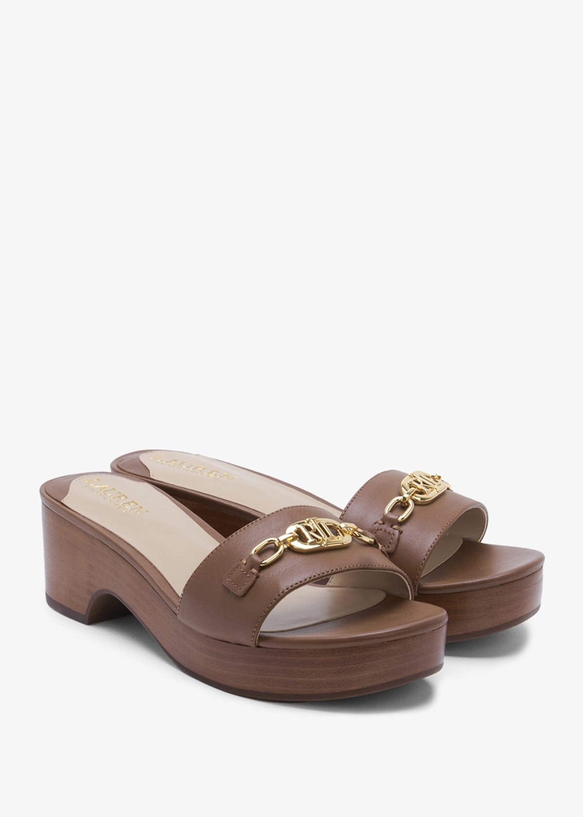 Roxanna Polo Tan Leather Heeled Mules