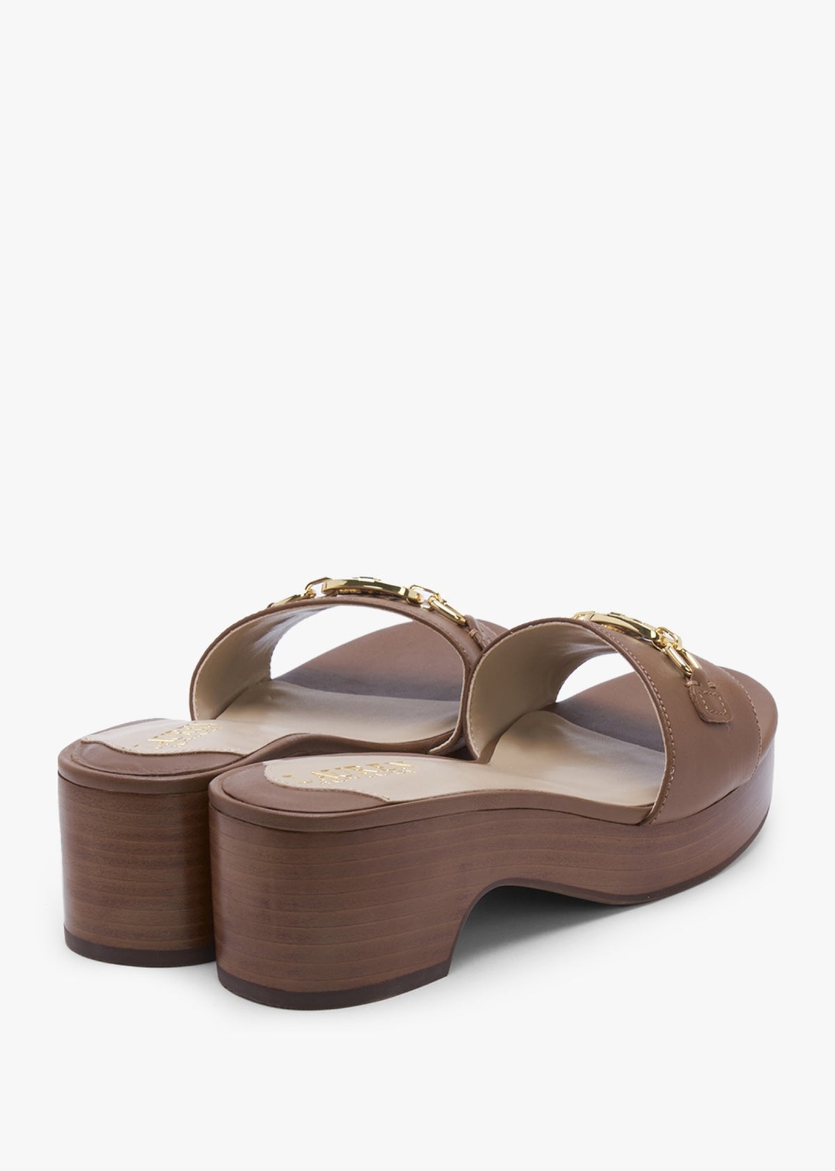 Roxanna Polo Tan Leather Heeled Mules