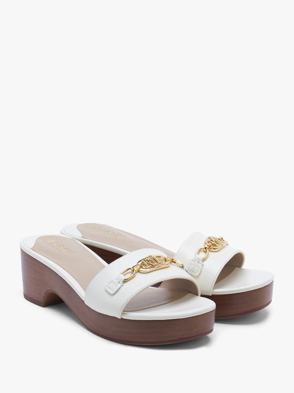 Roxanna Resort Cream Leather Heeled Mules