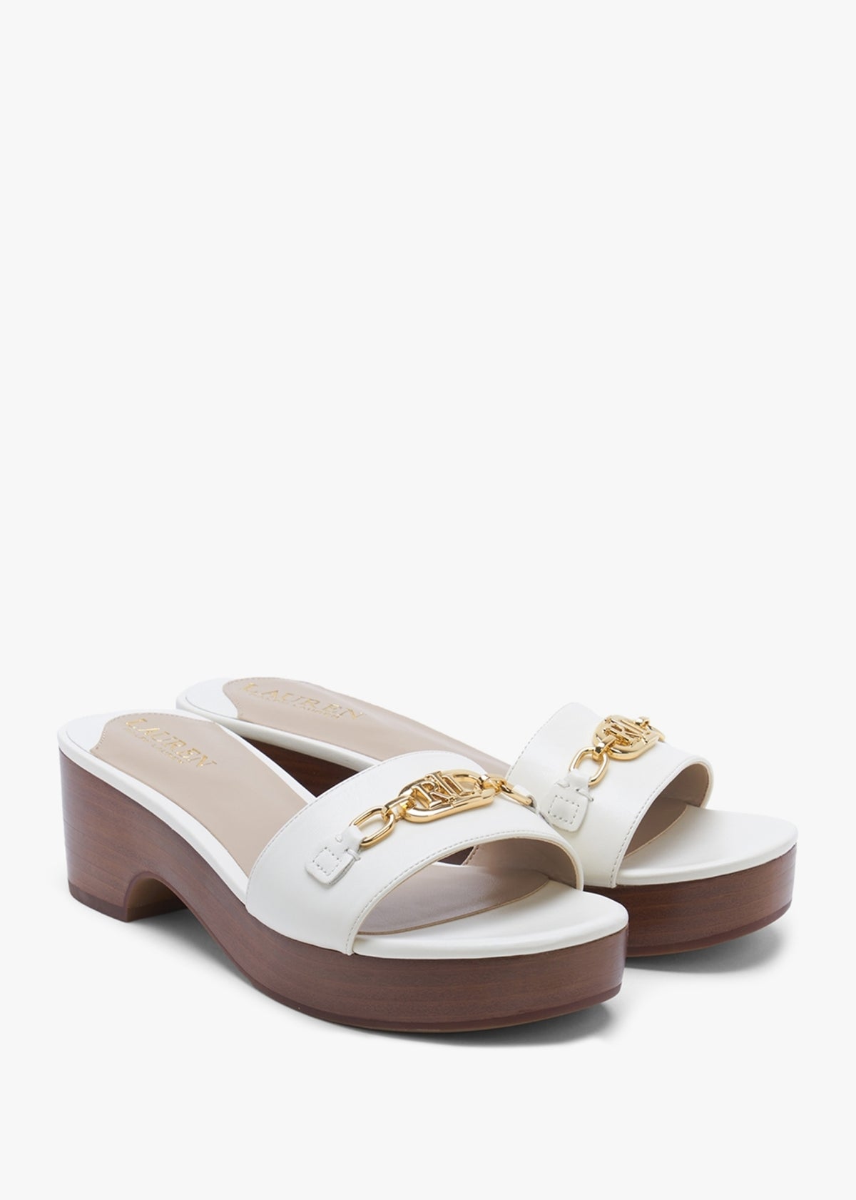 Roxanna Resort Cream Leather Heeled Mules