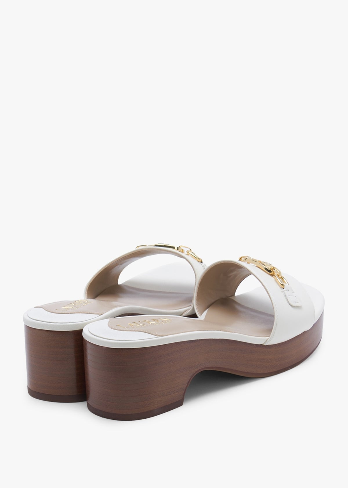 Roxanna Resort Cream Leather Heeled Mules