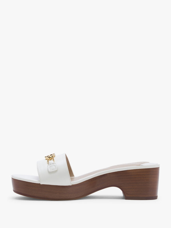 Roxanna Resort Cream Leather Heeled Mules