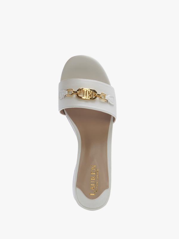 Roxanna Resort Cream Leather Heeled Mules
