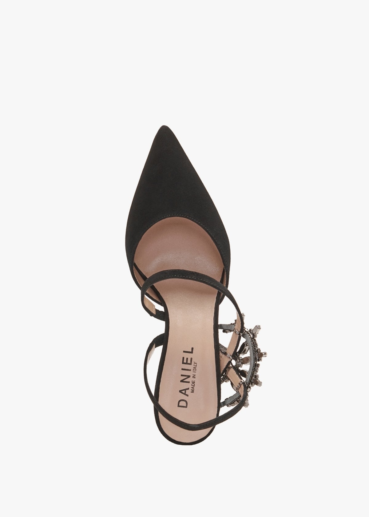 Tidy Black Suede Jewelled Heel Pumps