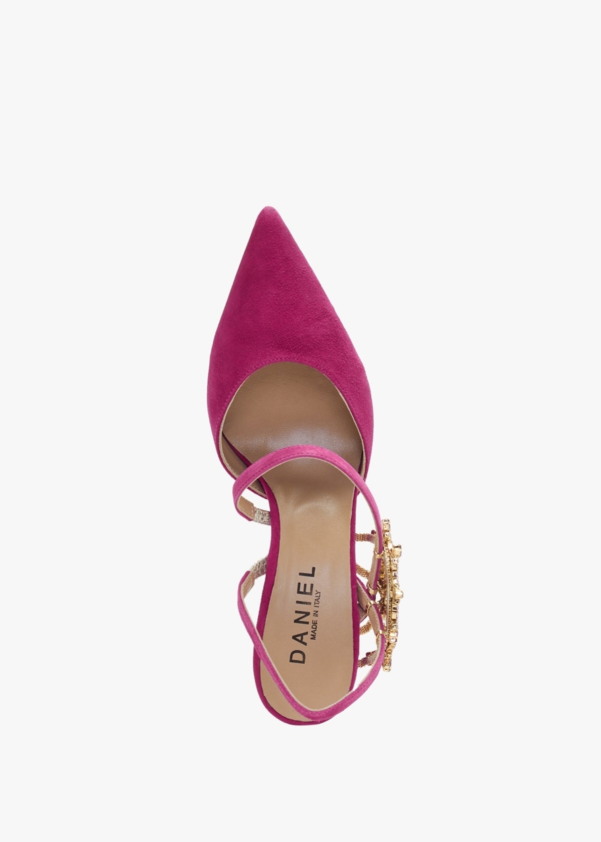 Tidy Fuchsia Suede Jewelled Heel Pumps