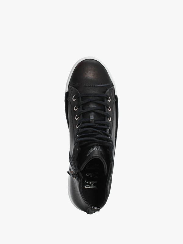 Angels Black Leather Black Wing High Top Trainers