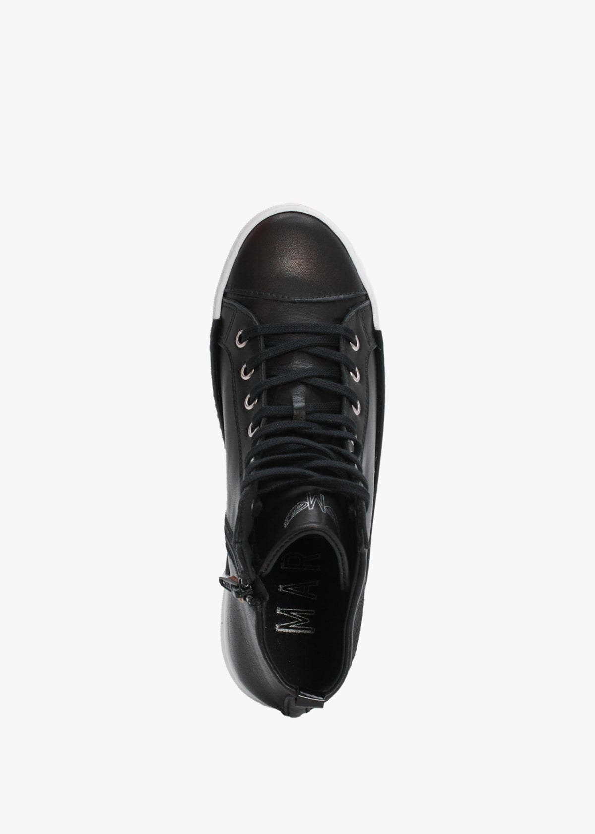 Angels Black Leather Black Wing High Top Trainers