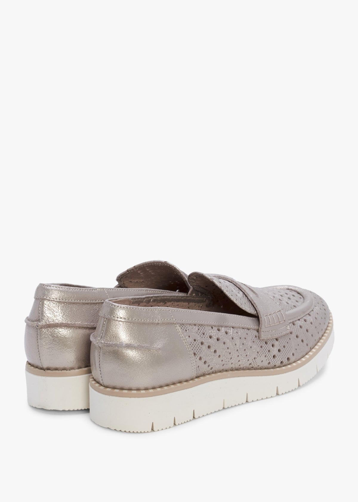 Conlo Gold Leather Laser Cut Loafers