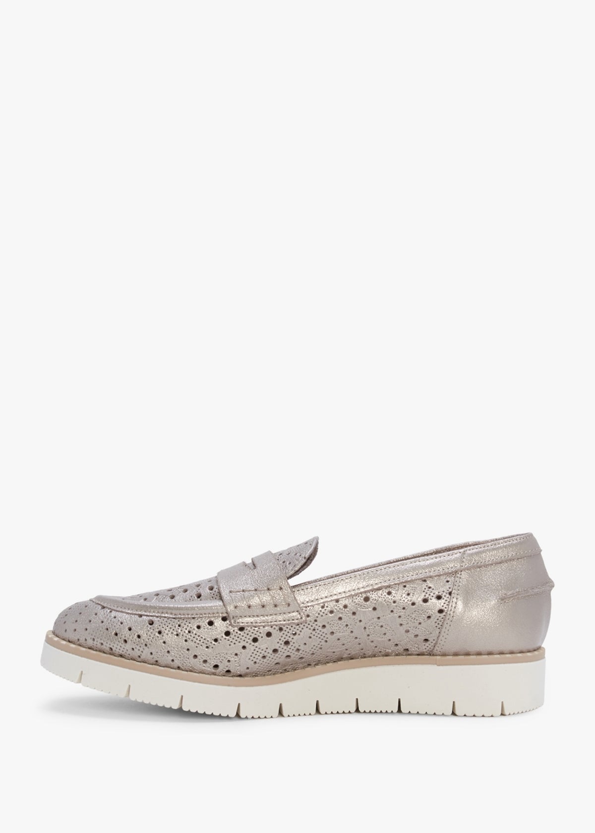 Conlo Gold Leather Laser Cut Loafers