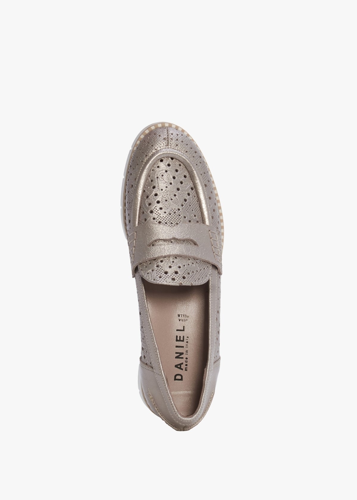 Conlo Gold Leather Laser Cut Loafers