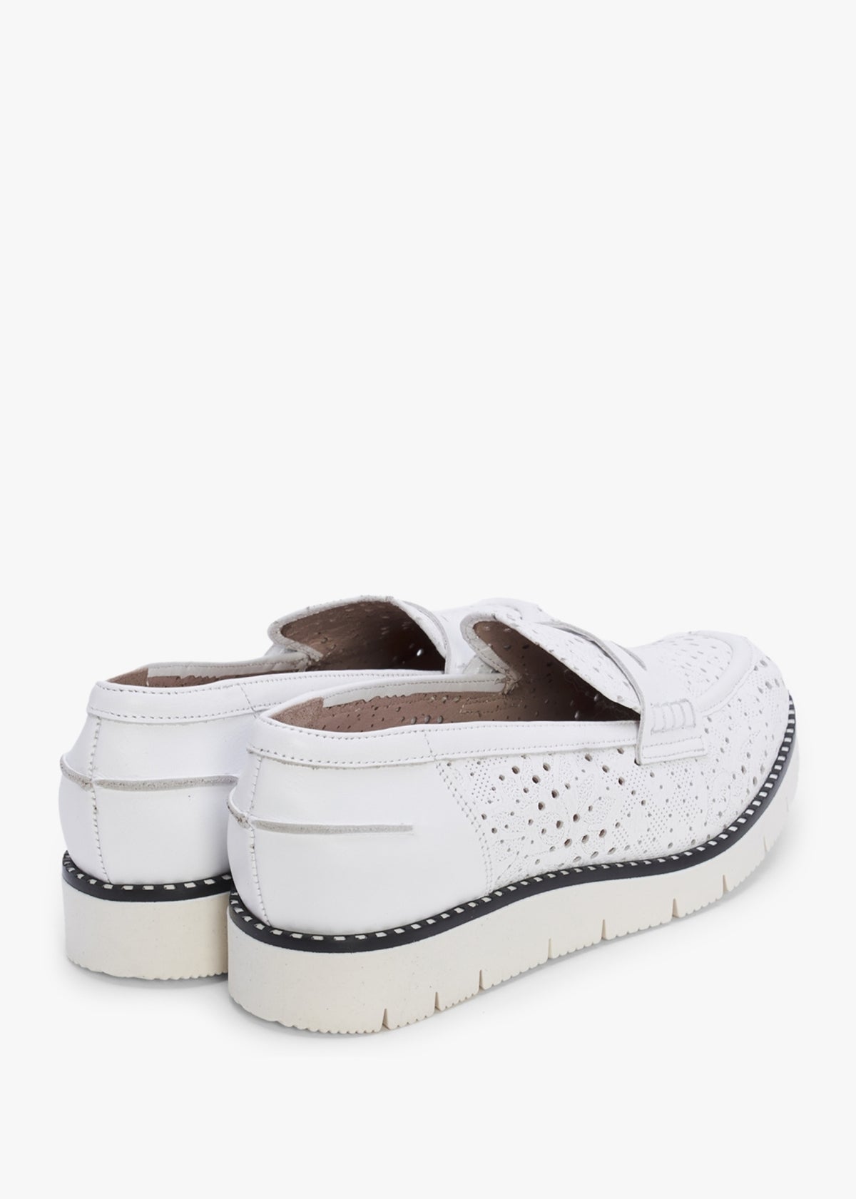 Conlo White Leather Laser Cut Loafers