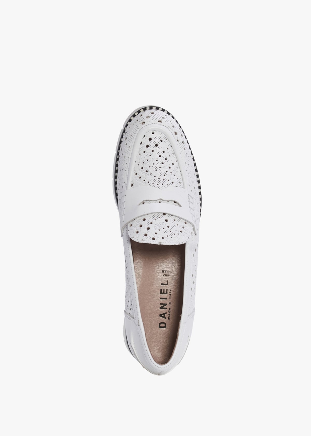 Conlo White Leather Laser Cut Loafers