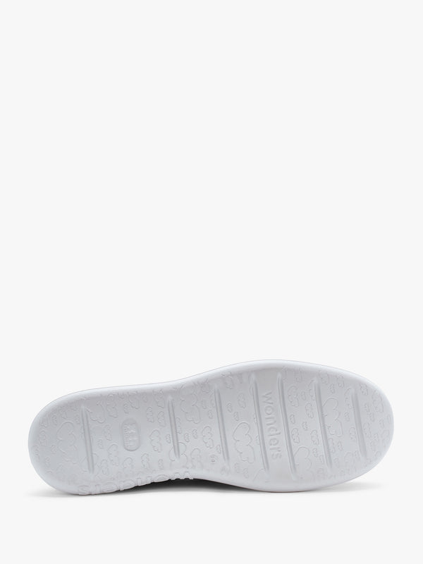 Aria Beige Leather Perforated Flatform Trainers