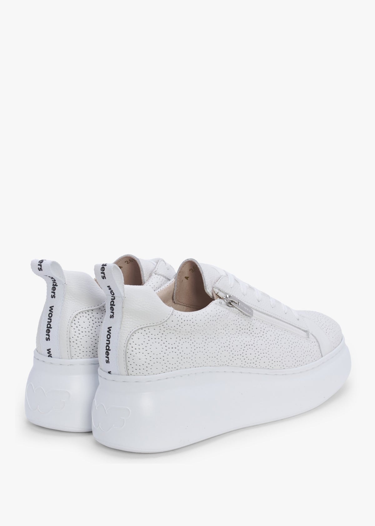 Aria White Leather Perforated Flatform Trainers