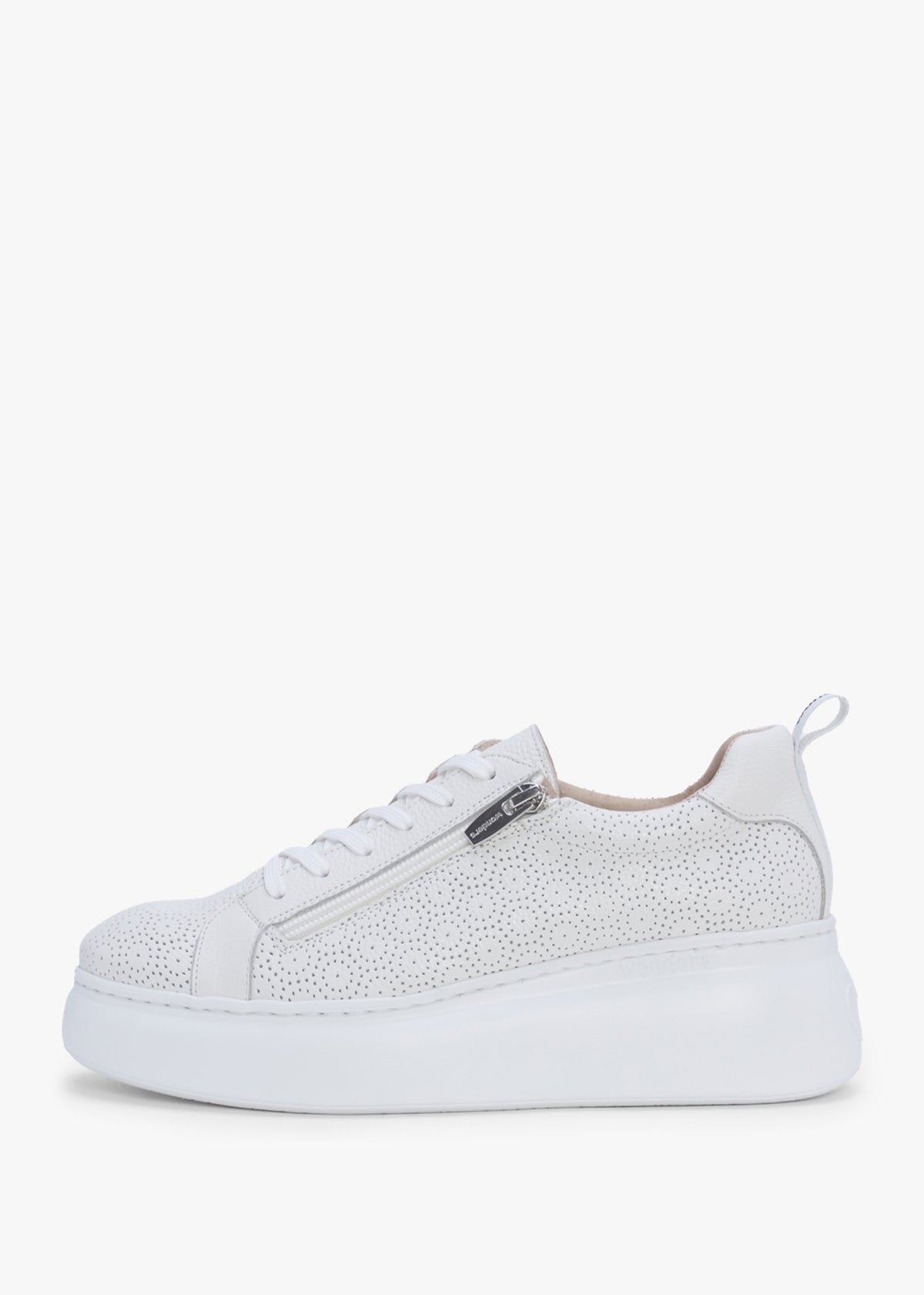 Aria White Leather Perforated Flatform Trainers