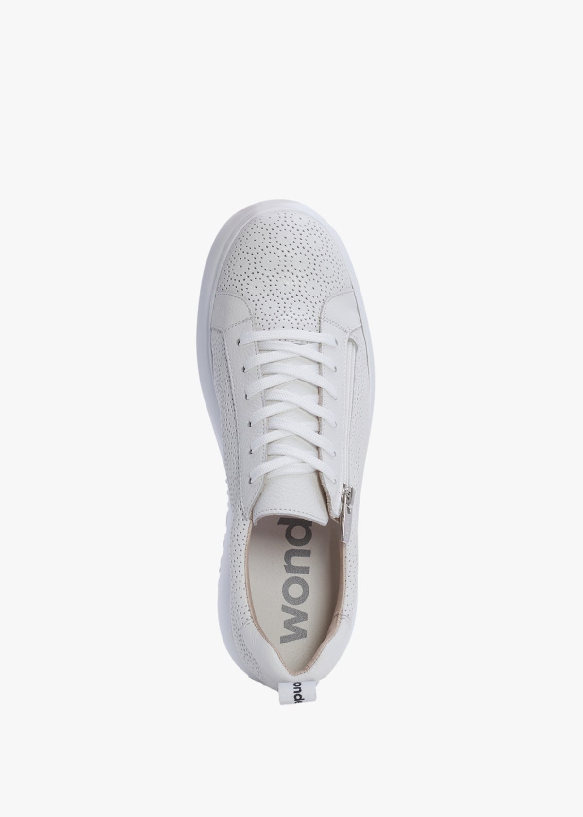 Aria White Leather Perforated Flatform Trainers