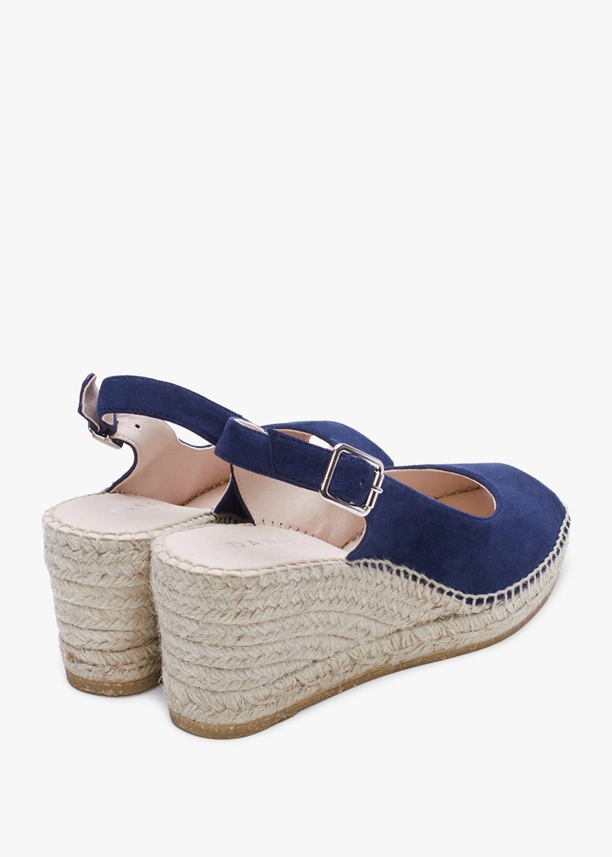 Kate Navy Suede Peep Toe Wedge Espadrilles