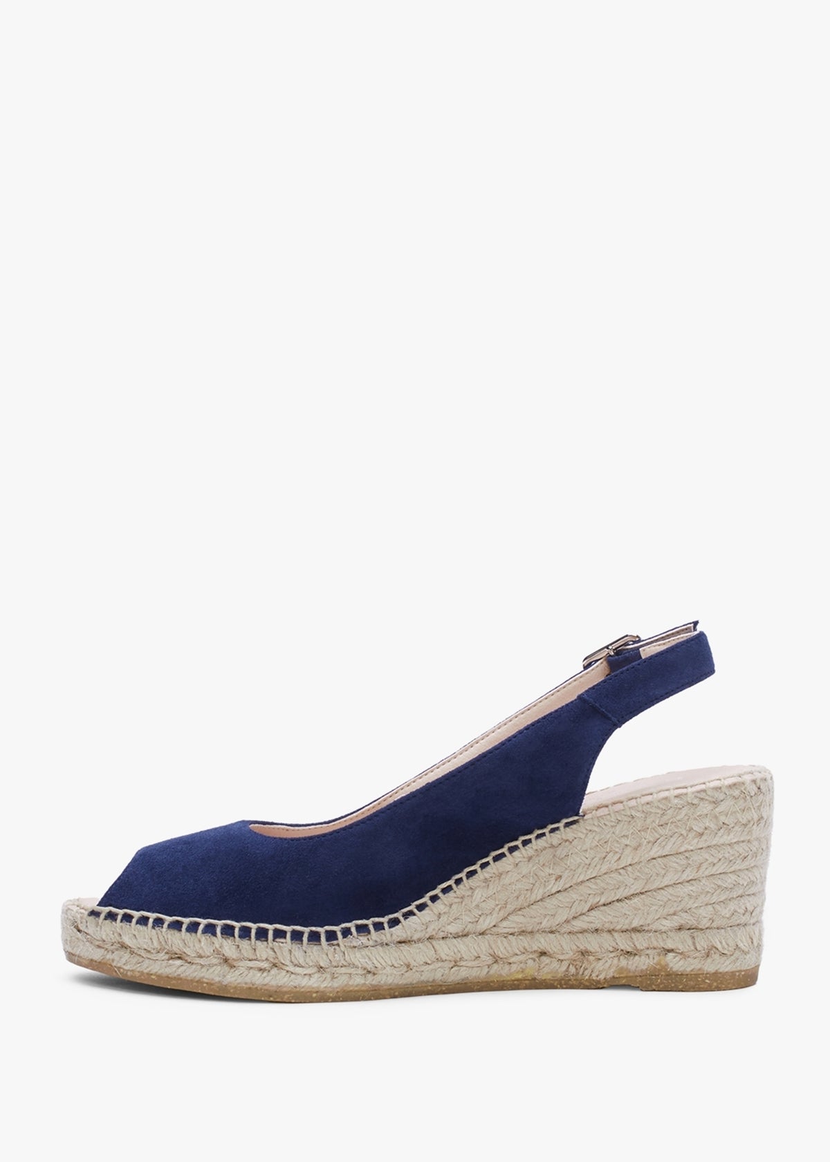 Kate Navy Suede Peep Toe Wedge Espadrilles