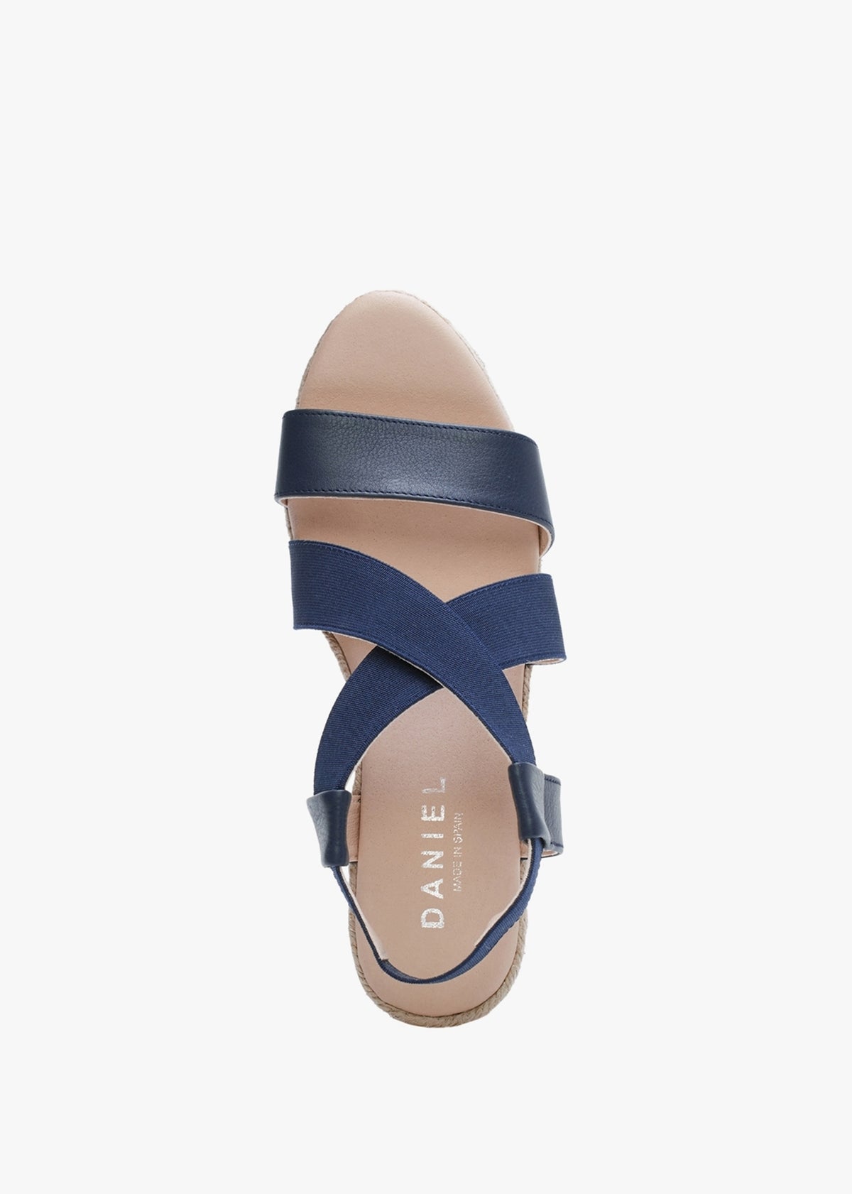 Kelly Navy Elastic Cross Strap Wedge Espadrilles