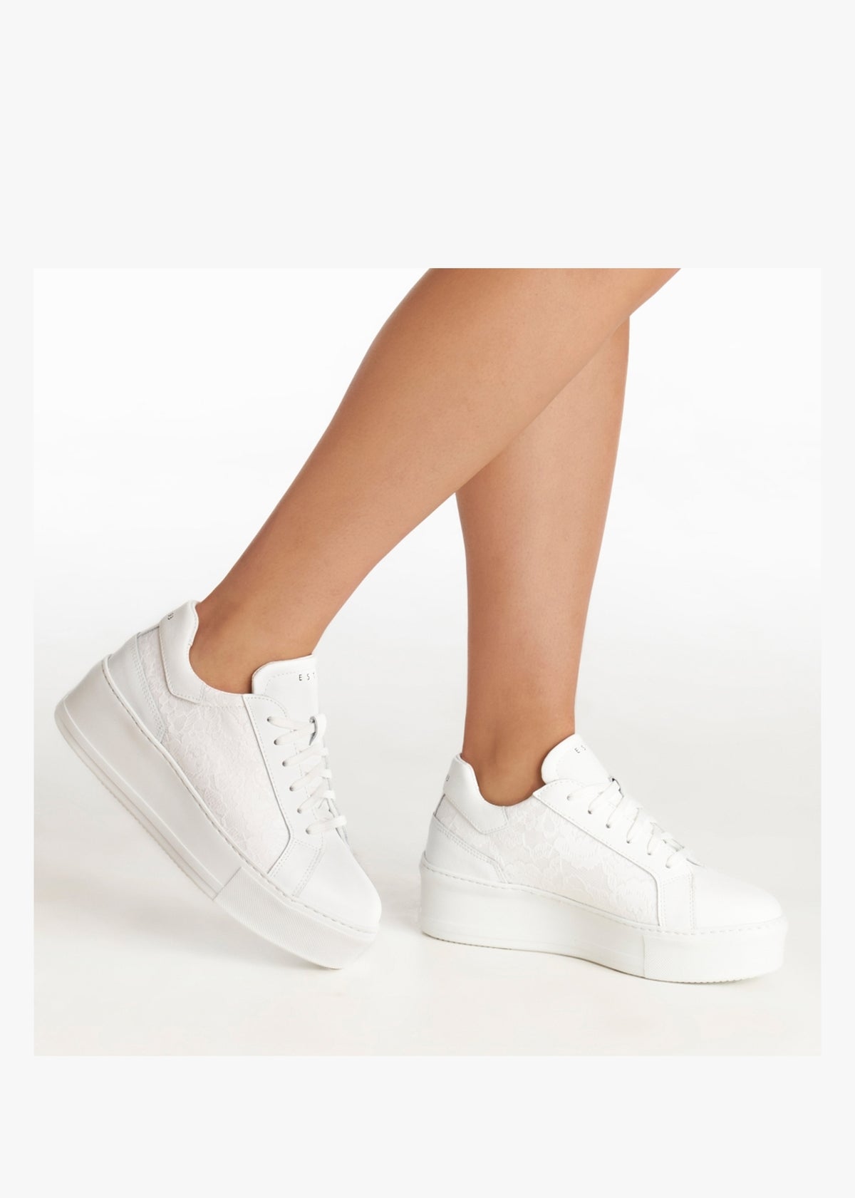Siblace White Leather Flatform Trainers