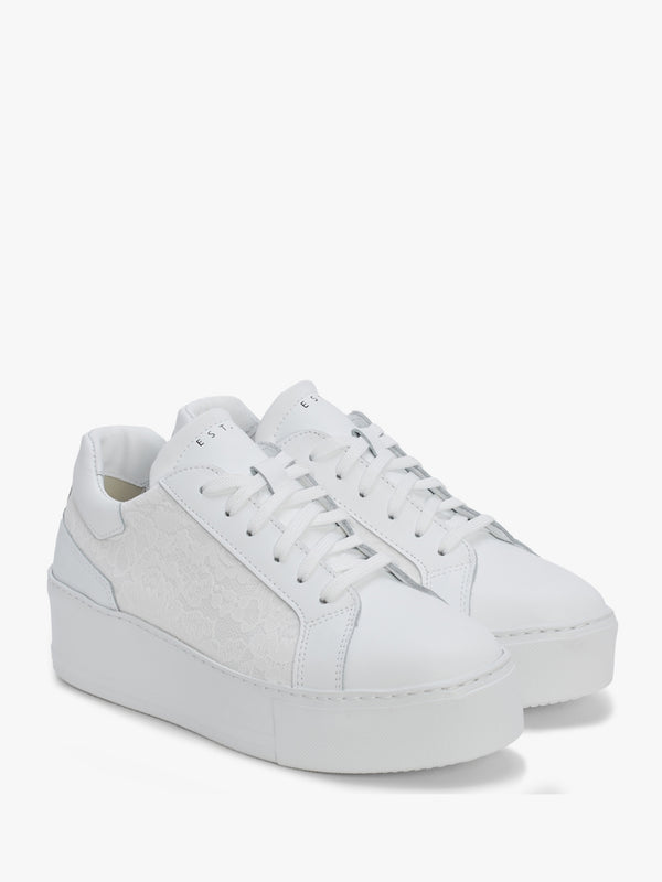 Siblace White Leather Flatform Trainers