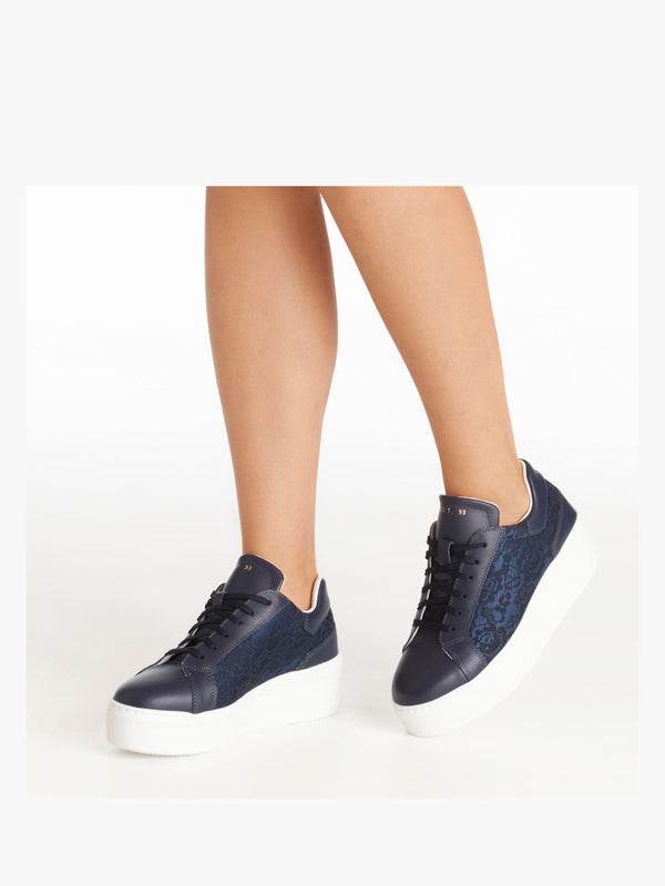 Siblace Navy Leather Flatform Trainers