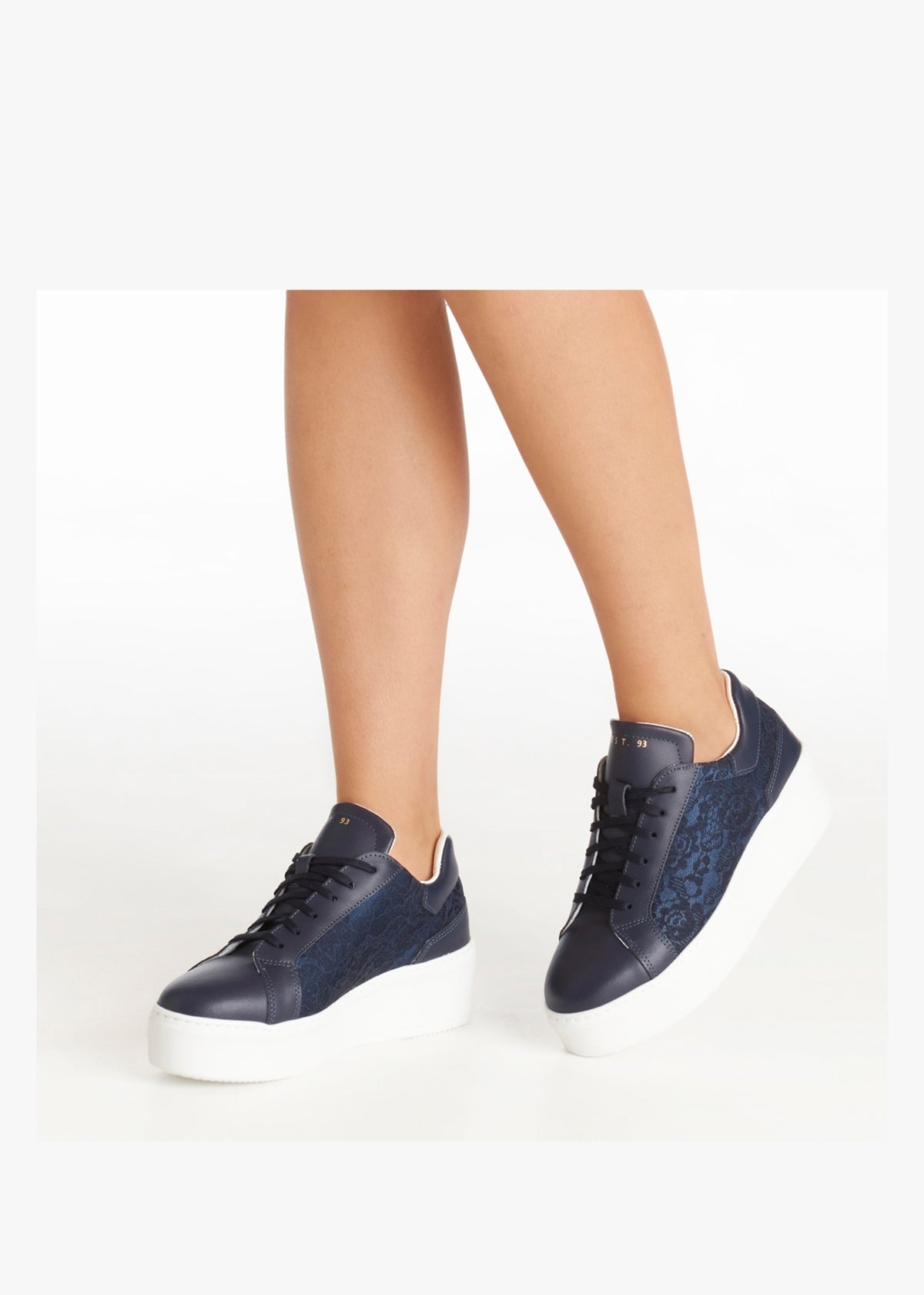 Siblace Navy Leather Flatform Trainers