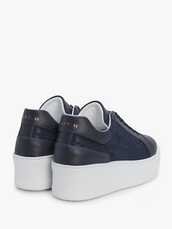Siblace Navy Leather Flatform Trainers