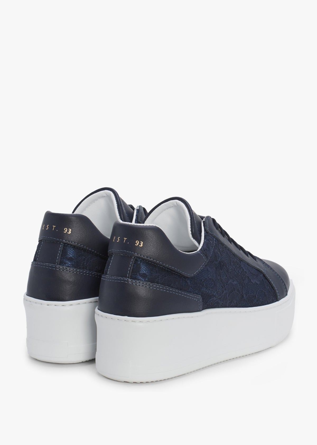 Siblace Navy Leather Flatform Trainers