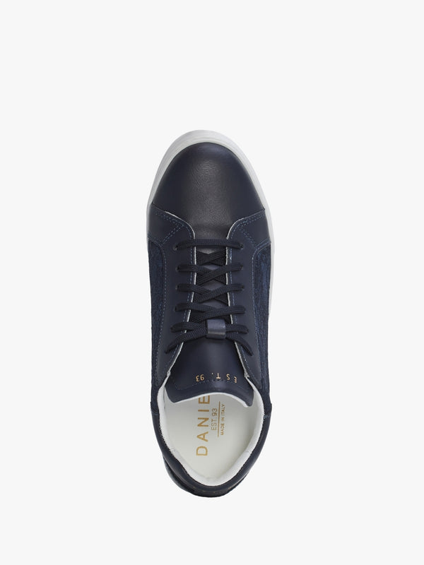 Siblace Navy Leather Flatform Trainers