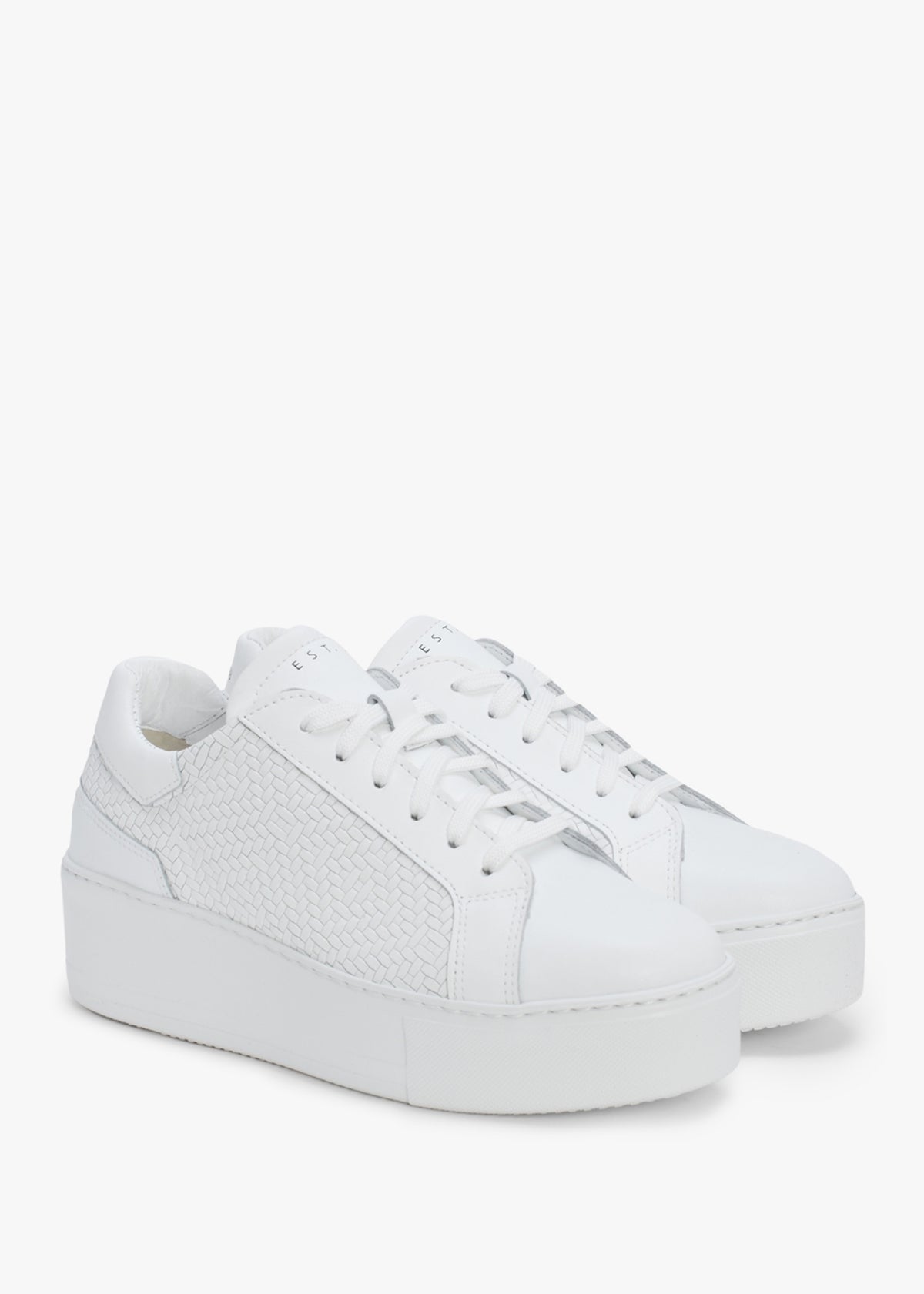 Sibwoven White Leather Flatform Trainers