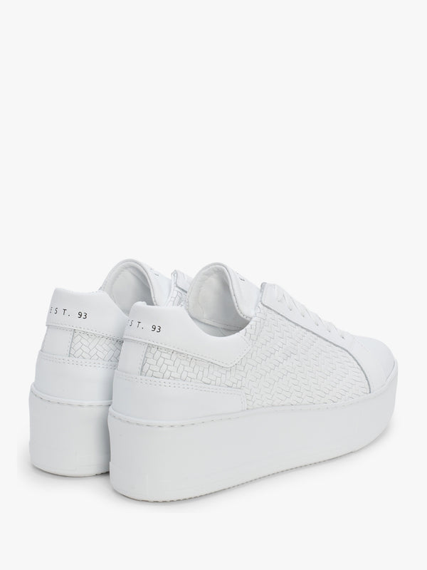 Sibwoven White Leather Flatform Trainers