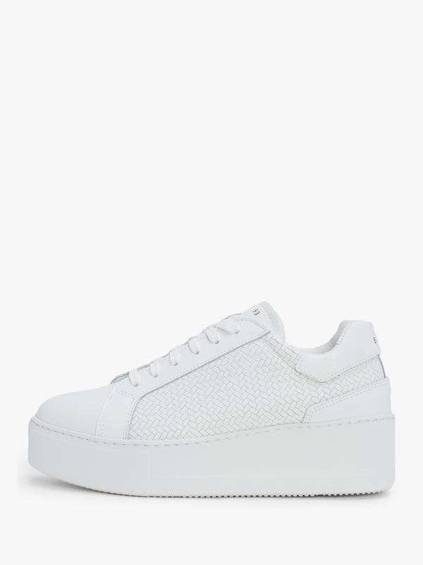 Sibwoven White Leather Flatform Trainers