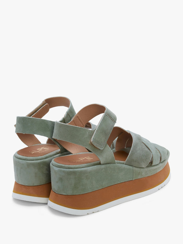 Atlanta Khaki Suede Cross Strap Wedge Sandals