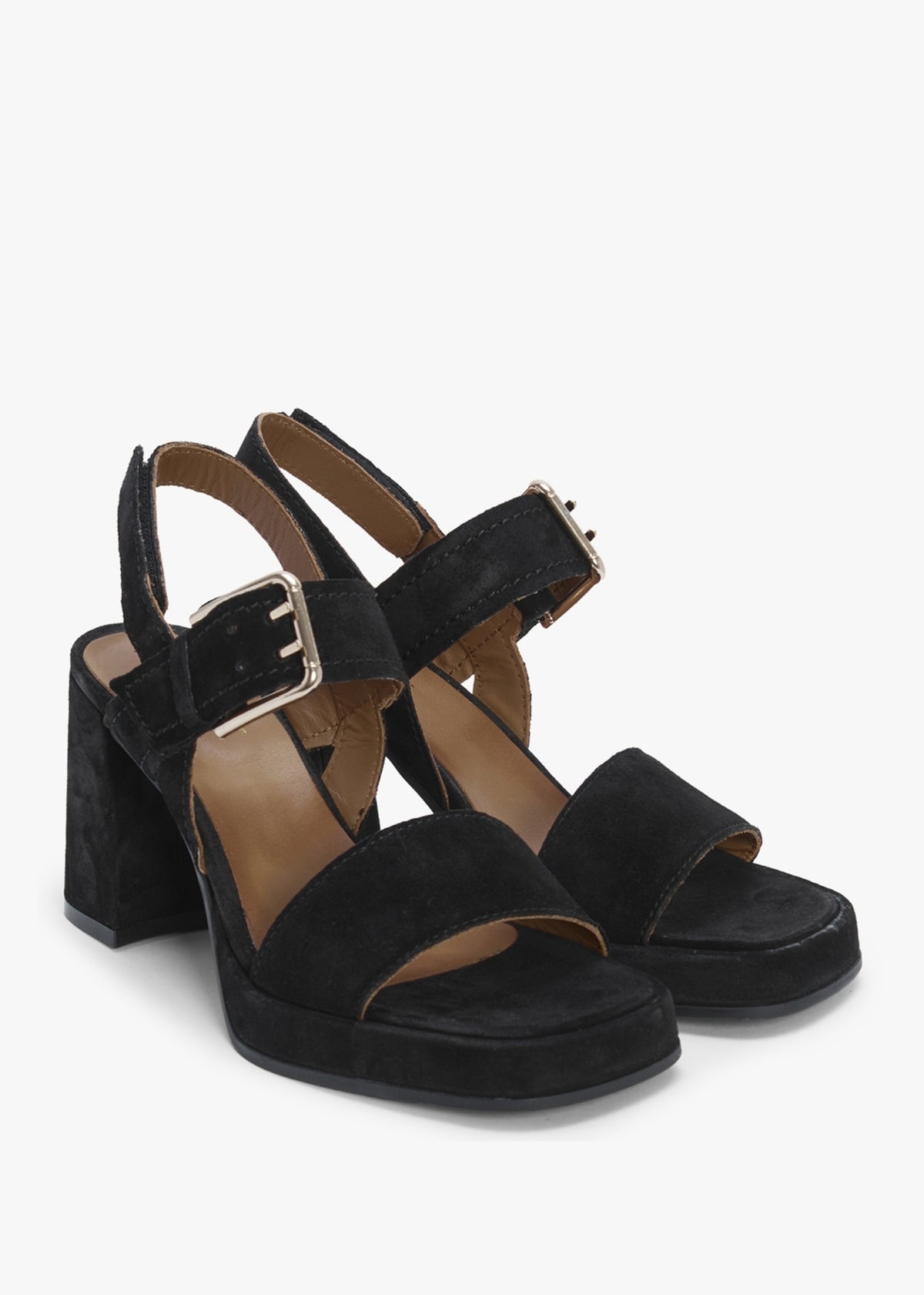 Fresno Black Suede Block Heel Sandals