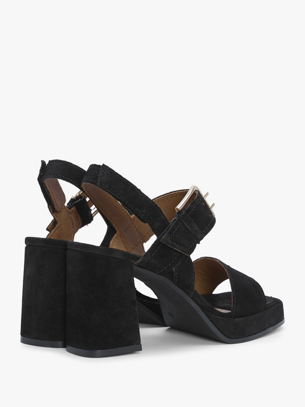 Fresno Black Suede Block Heel Sandals