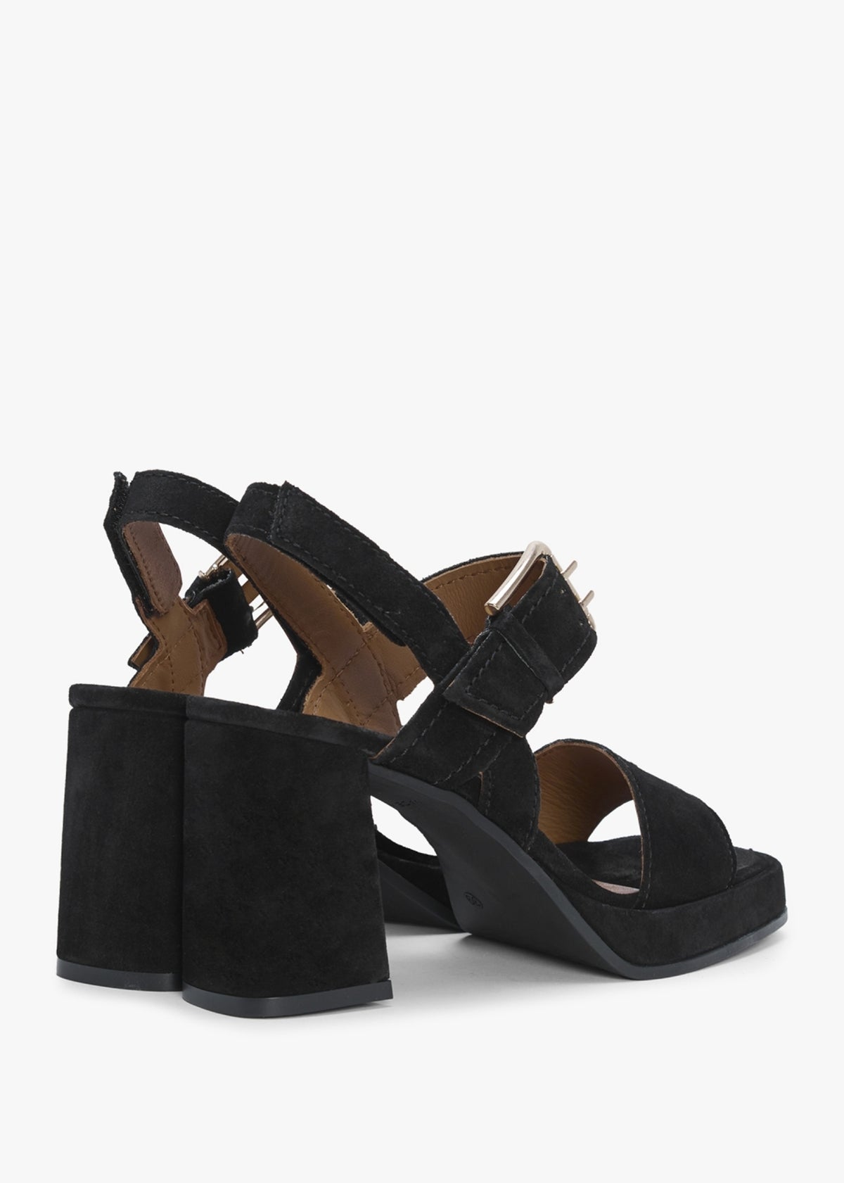 Fresno Black Suede Block Heel Sandals