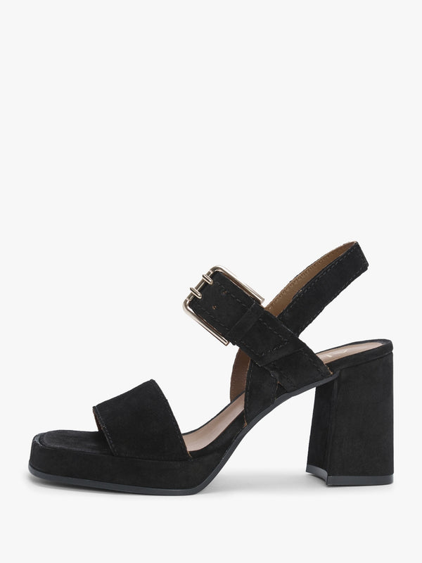Fresno Black Suede Block Heel Sandals