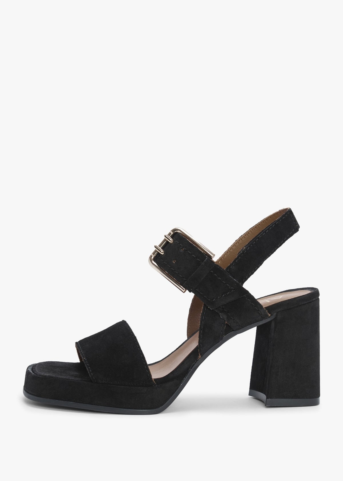 Fresno Black Suede Block Heel Sandals
