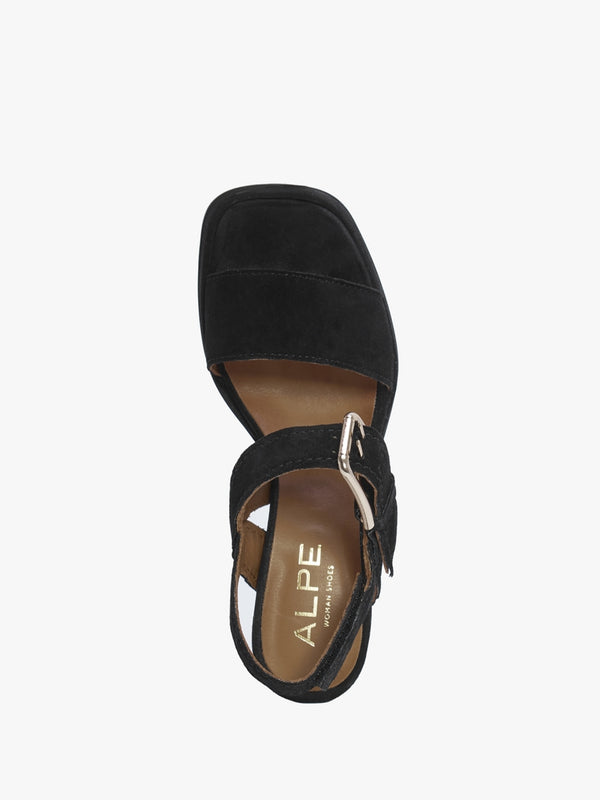 Fresno Black Suede Block Heel Sandals