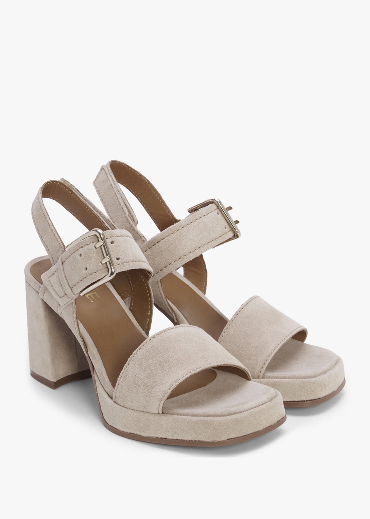Fresno Beige Suede Block Heel Sandals