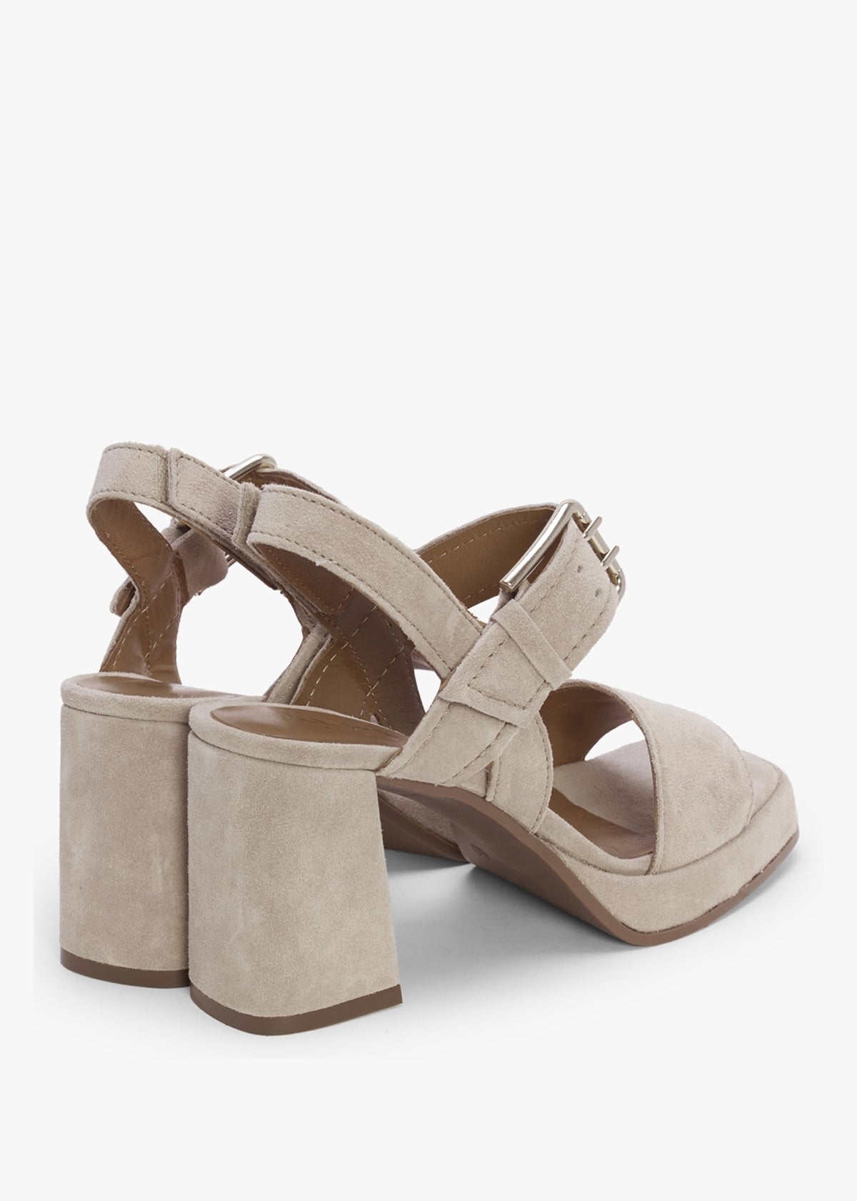 Fresno Beige Suede Block Heel Sandals