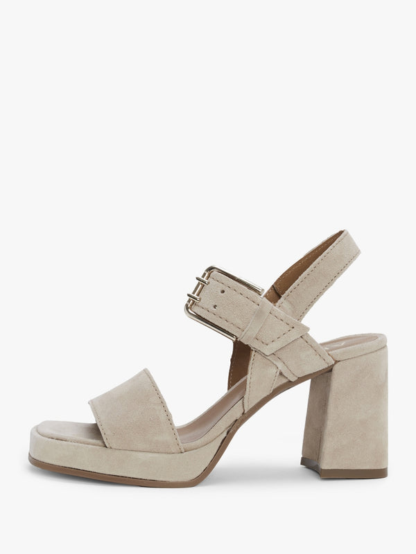 Fresno Beige Suede Block Heel Sandals