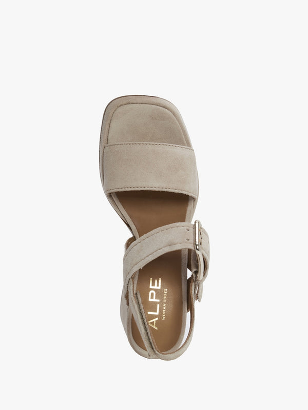 Fresno Beige Suede Block Heel Sandals