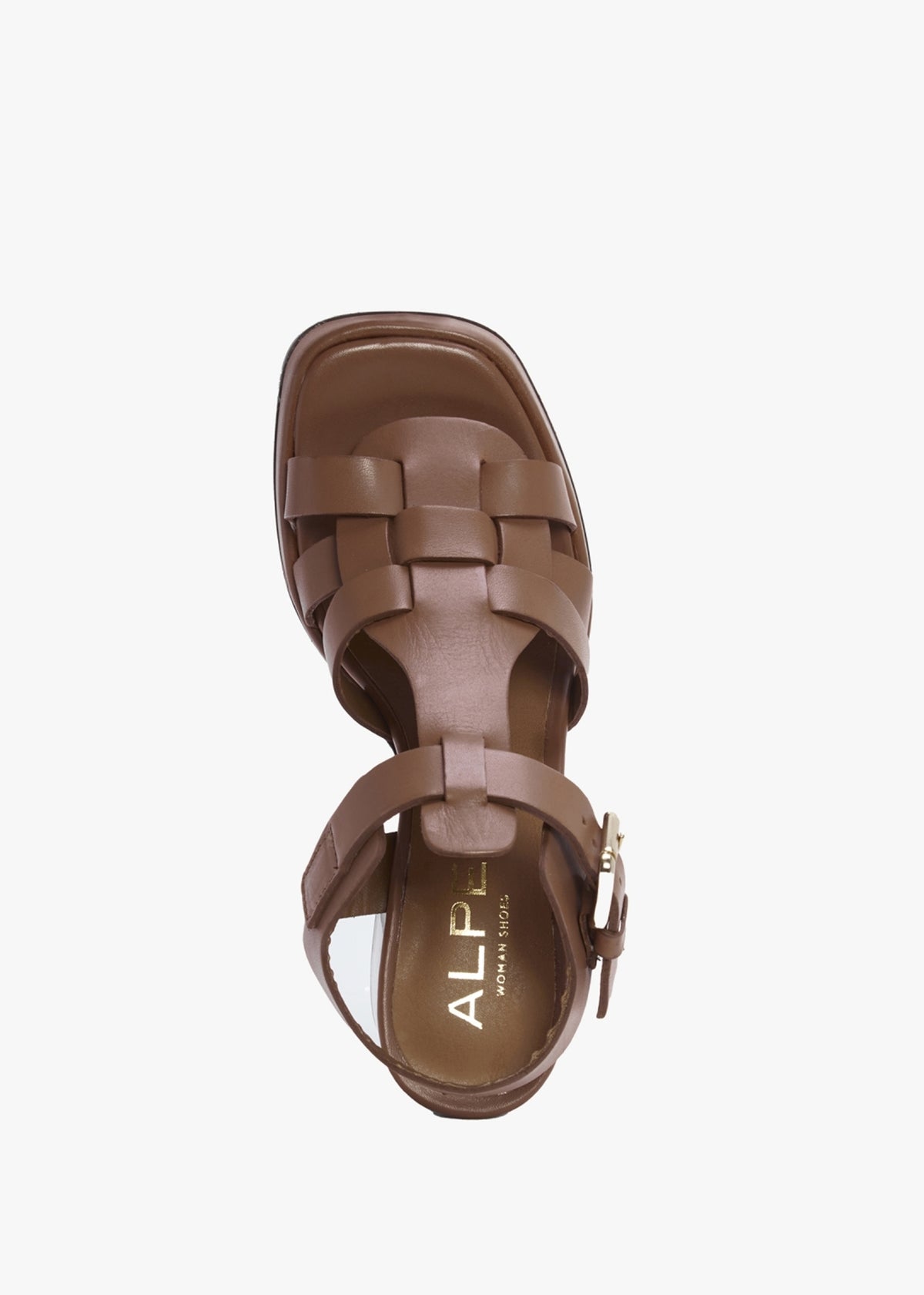 Mesa Tan Leather Cage Block Heel Sandals