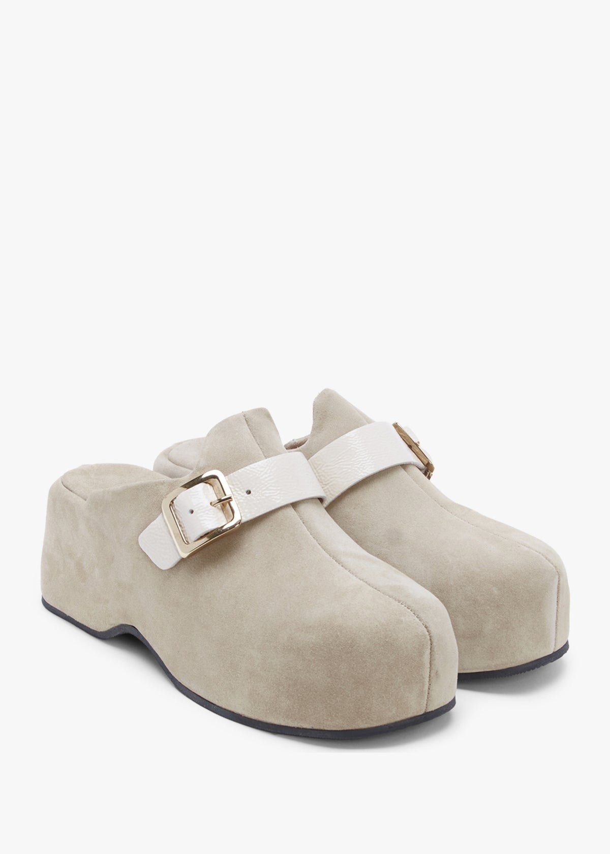 Nevio Taupe Suede Flatform Clogs