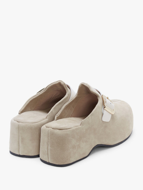 Nevio Taupe Suede Flatform Clogs