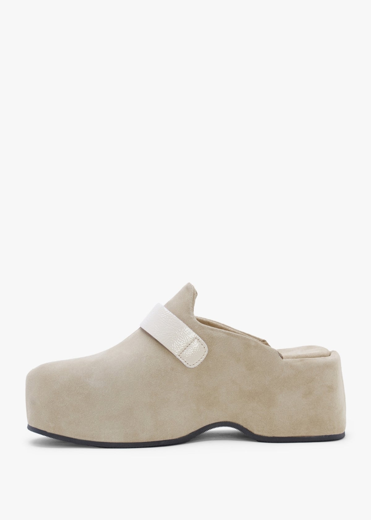Nevio Taupe Suede Flatform Clogs